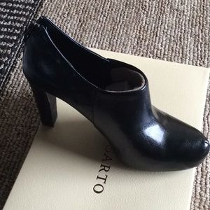 Black leather booties